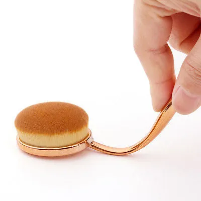 10pcs Golden Iconic Beauty Oval Toothbrush Shape Makeup Brushes Set