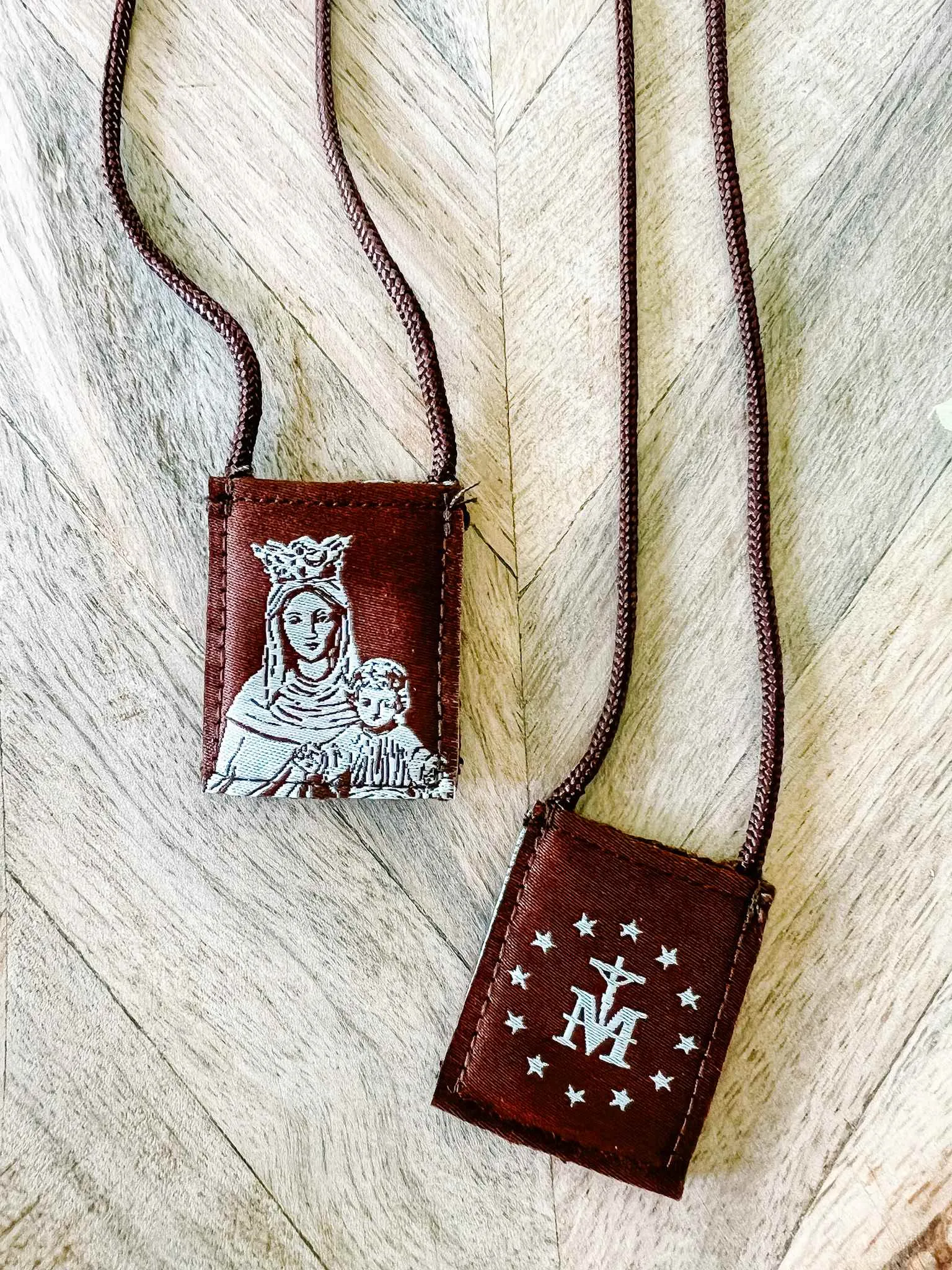Brown Scapular, Brown & Cream, Our Lady of Mt. Carmel
