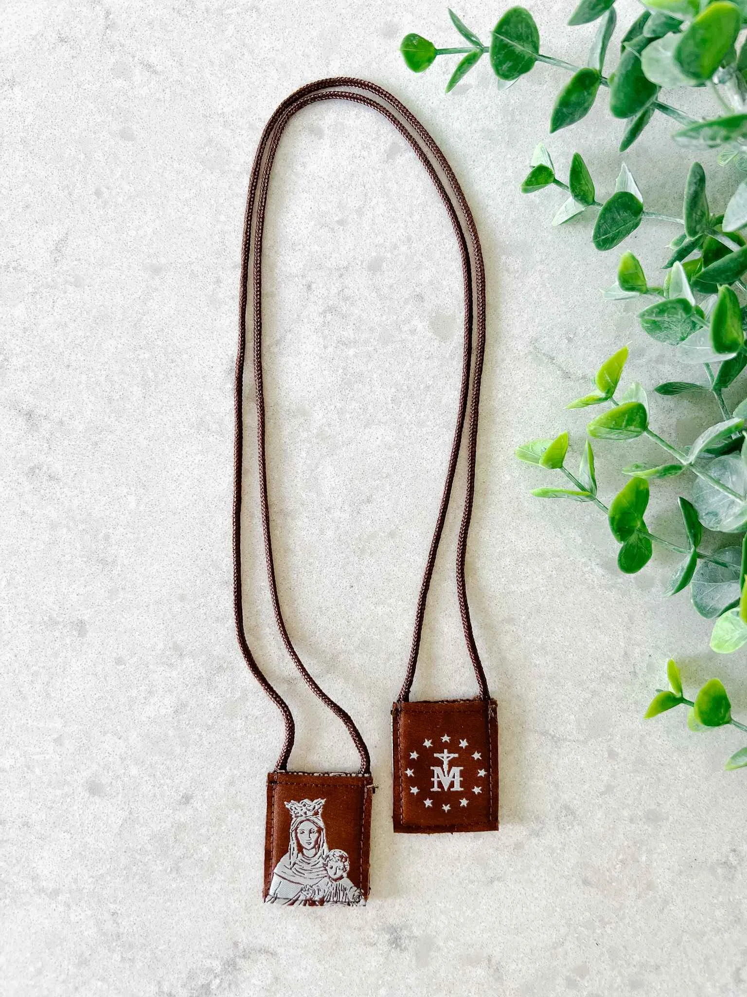 Brown Scapular, Brown & Cream, Our Lady of Mt. Carmel