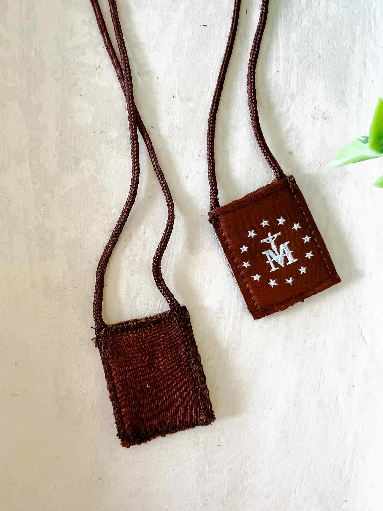 Brown Scapular, Brown & Cream, Our Lady of Mt. Carmel
