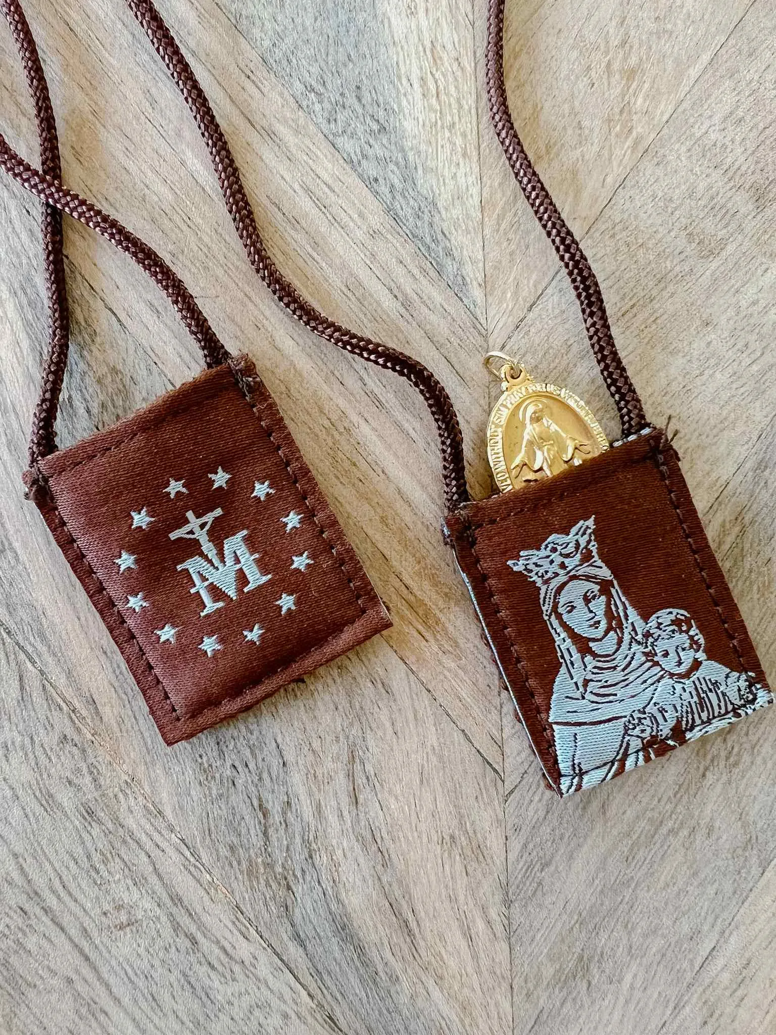Brown Scapular, Brown & Cream, Our Lady of Mt. Carmel
