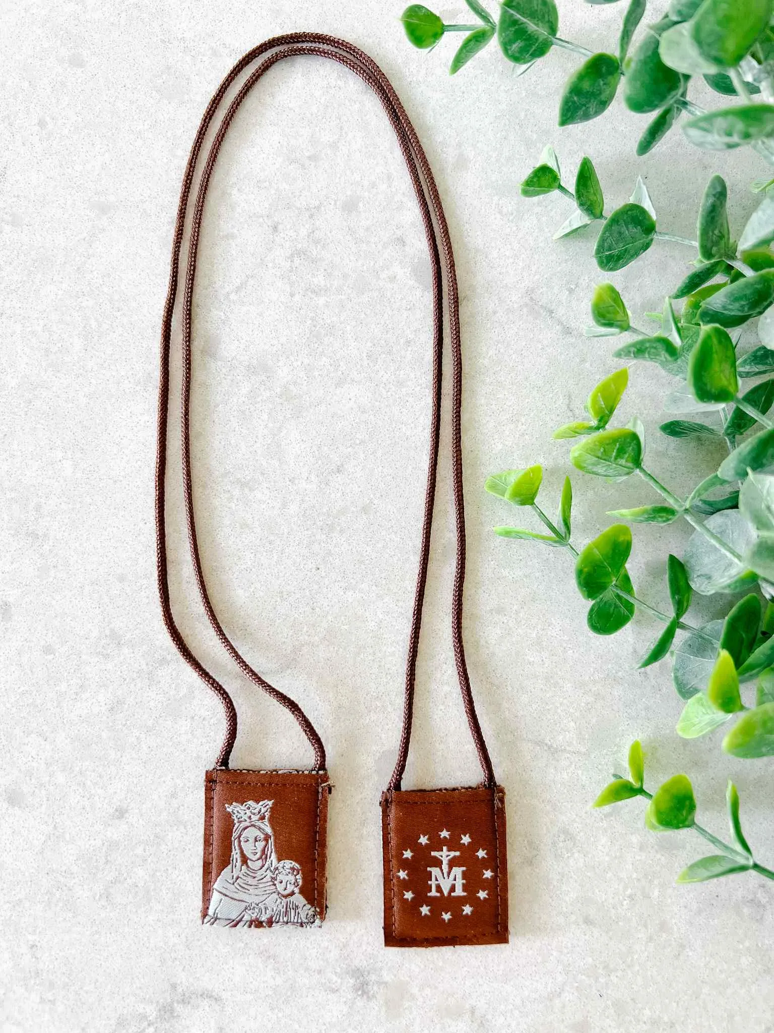 Brown Scapular, Brown & Cream, Our Lady of Mt. Carmel