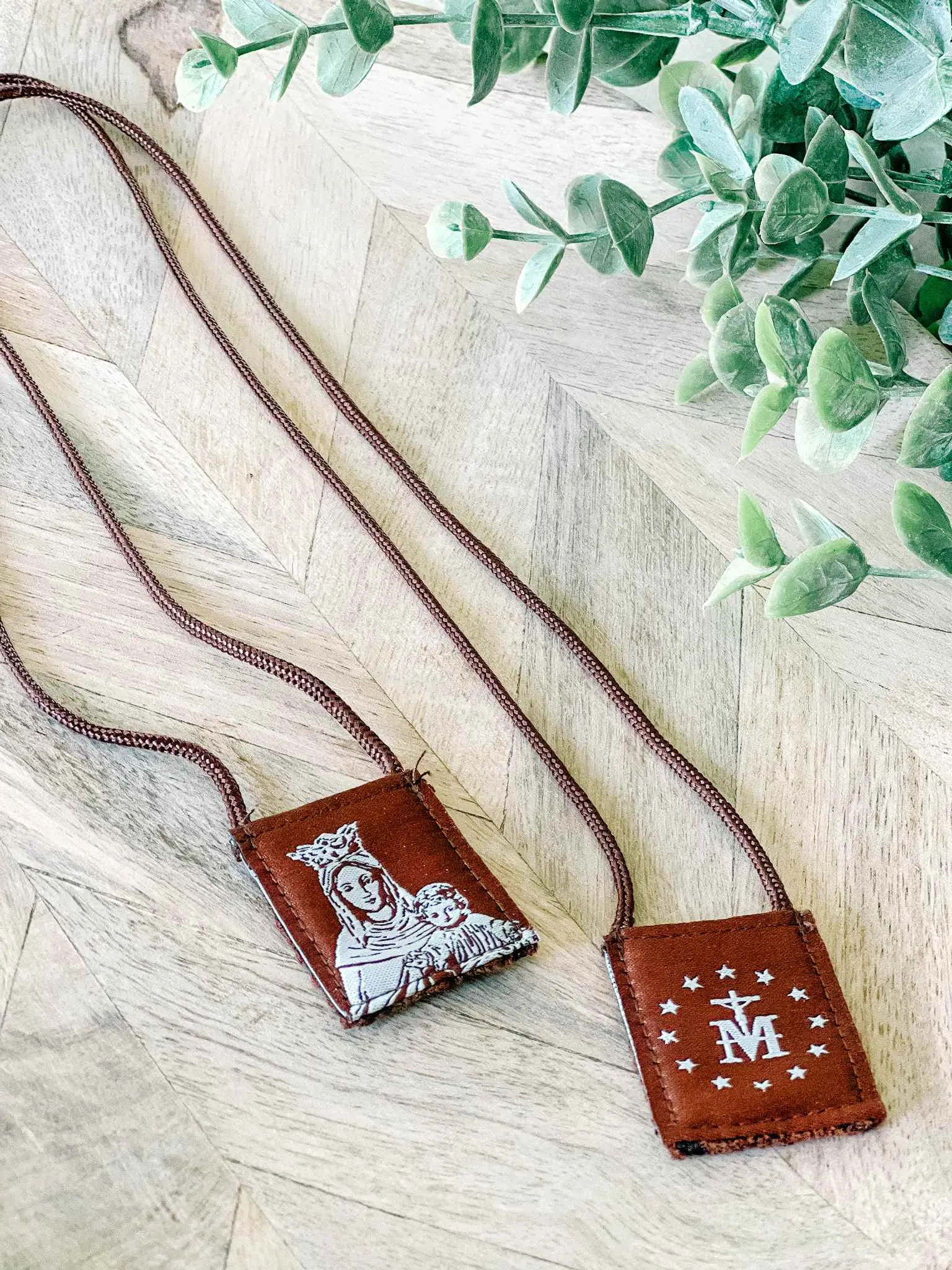 Brown Scapular, Brown & Cream, Our Lady of Mt. Carmel