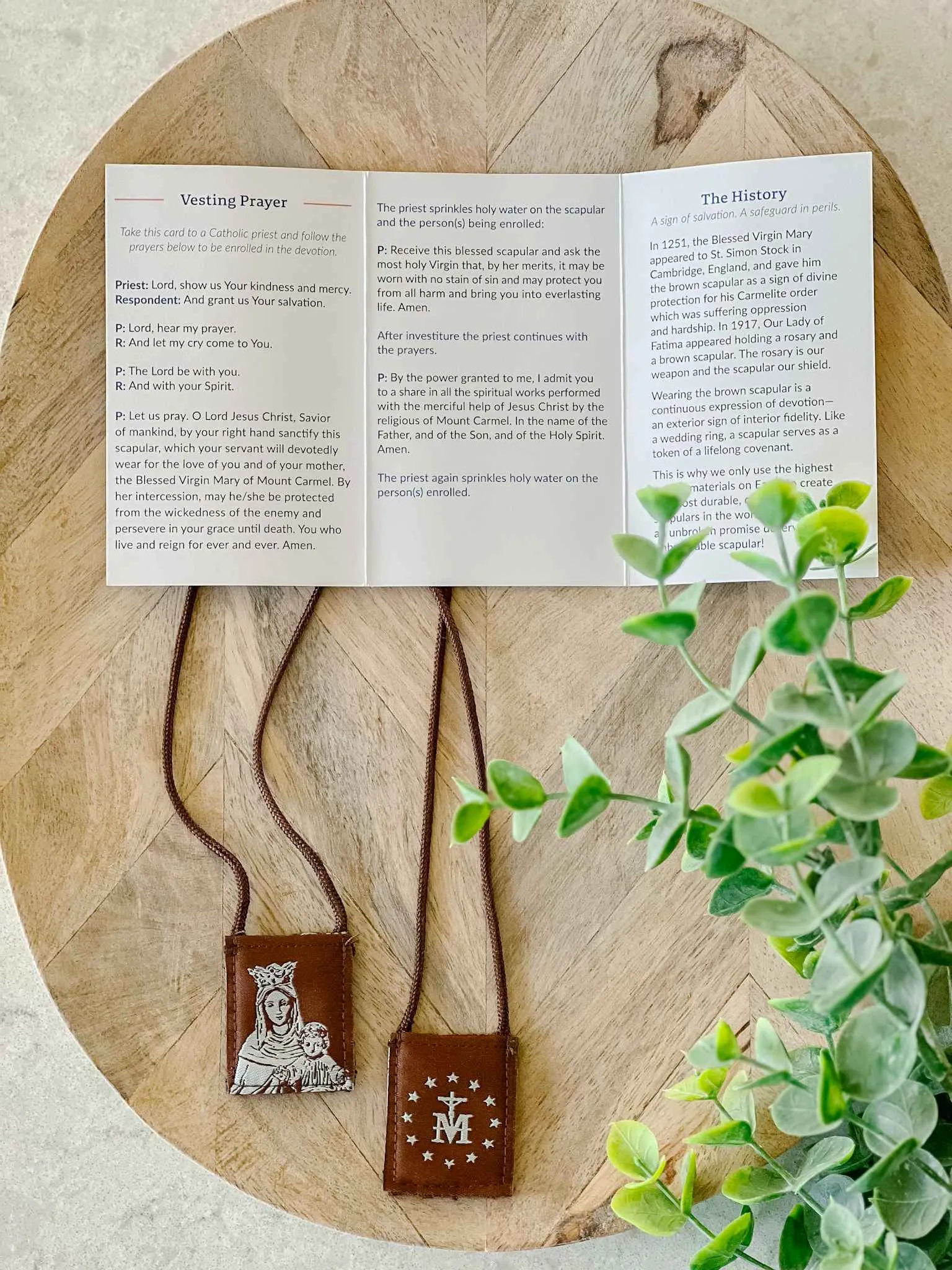 Brown Scapular, Brown & Cream, Our Lady of Mt. Carmel