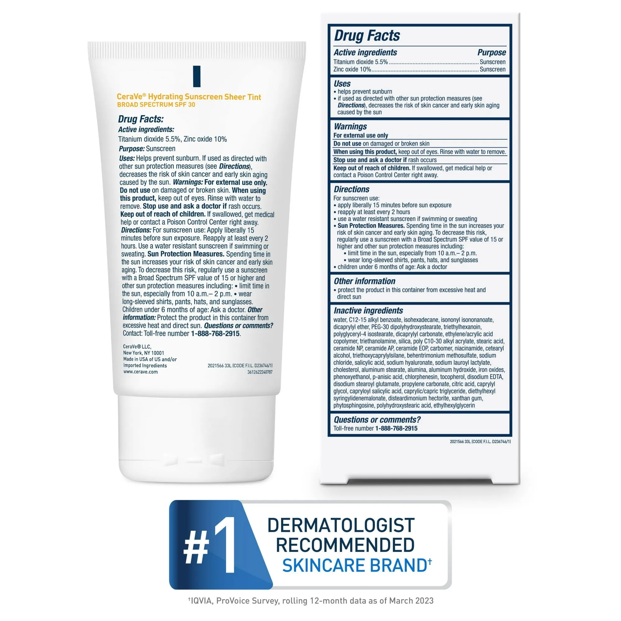 CeraVe Hydrating Mineral Sunscreen, Sheer Tint Face Sunscreen with SPF 30, All Skin Types 1.7 fl oz