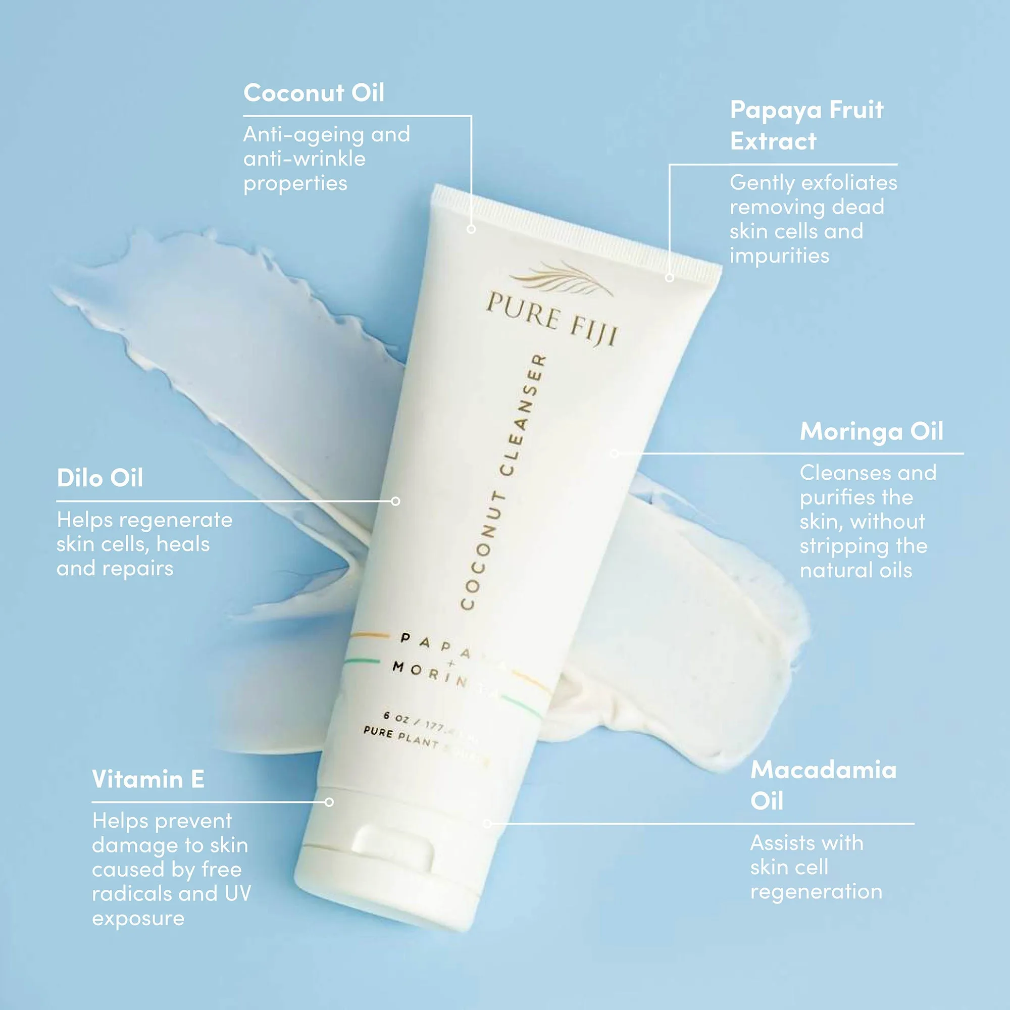 Coconut Cleanser with Papaya & Moringa (6oz/175ml)