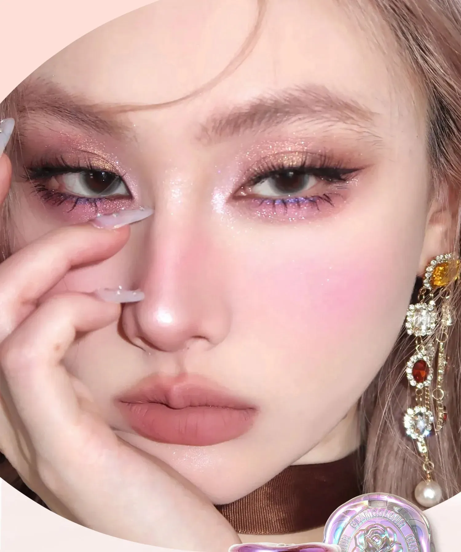 Four-color 3D Eye Shadow Palette Matte Pink Apricot Glitter Pearly Eyeshadow Fashion Shiny Dazzle Charming Eye Makeup Pigment