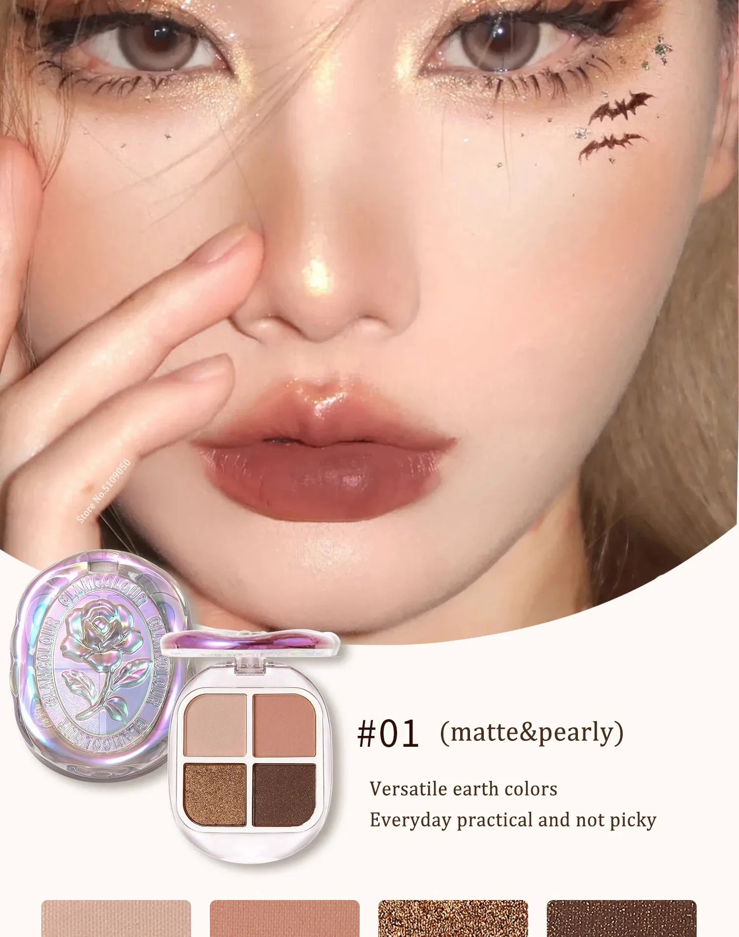 Four-color 3D Eye Shadow Palette Matte Pink Apricot Glitter Pearly Eyeshadow Fashion Shiny Dazzle Charming Eye Makeup Pigment