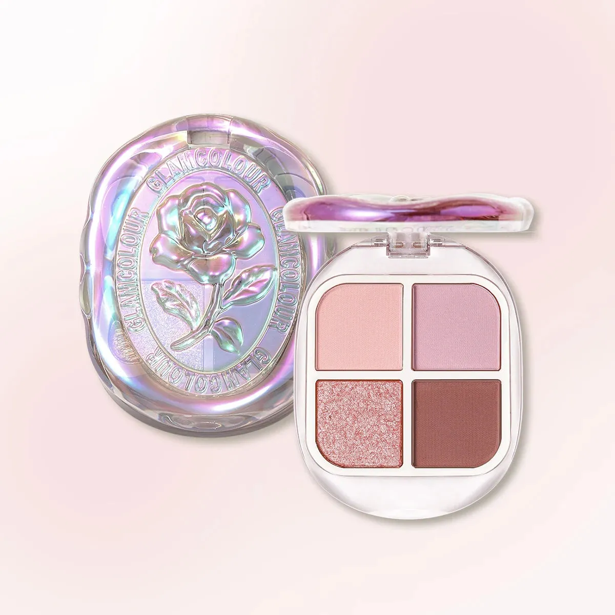 Four-color 3D Eye Shadow Palette Matte Pink Apricot Glitter Pearly Eyeshadow Fashion Shiny Dazzle Charming Eye Makeup Pigment