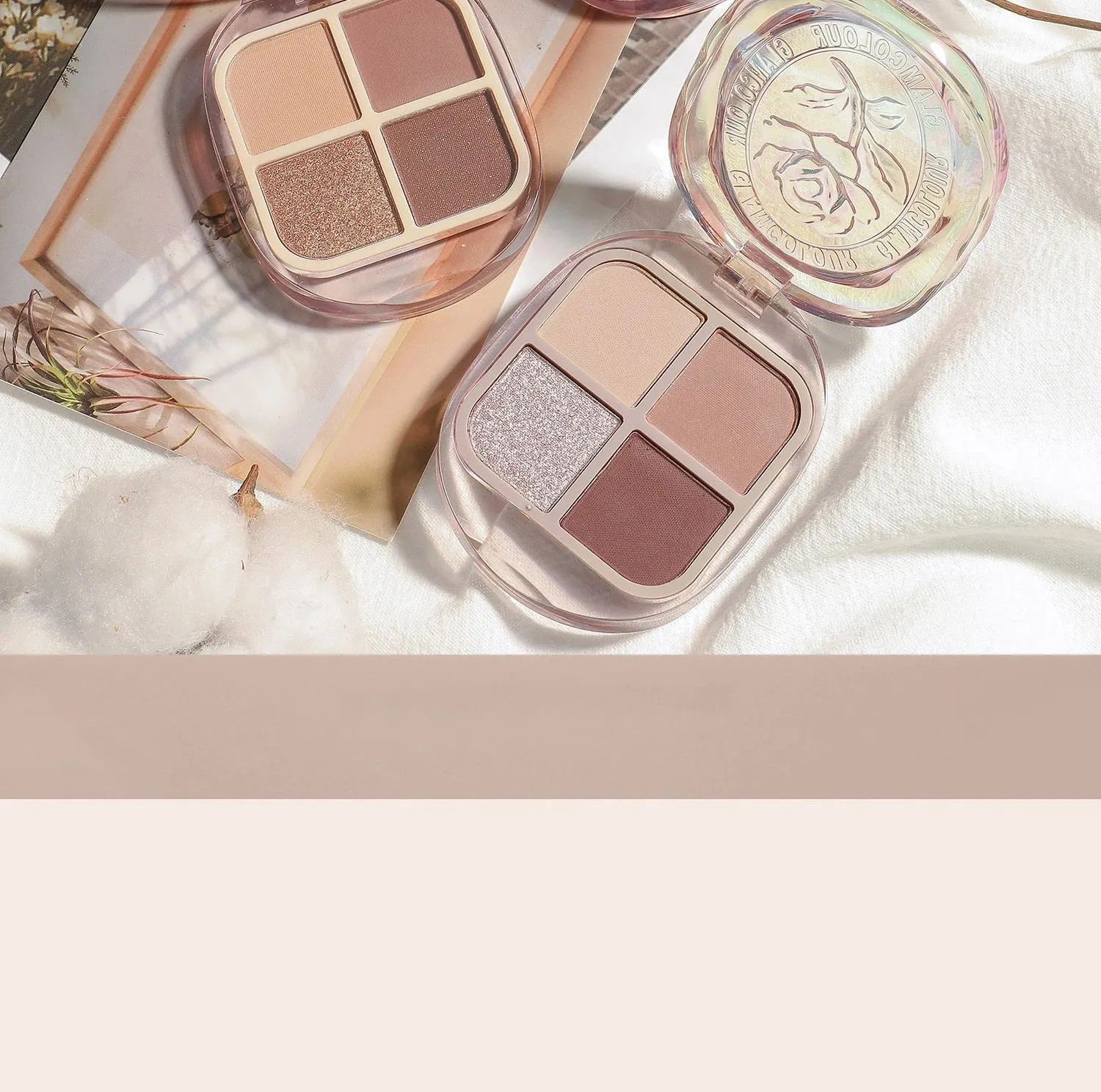 Four-color 3D Eye Shadow Palette Matte Pink Apricot Glitter Pearly Eyeshadow Fashion Shiny Dazzle Charming Eye Makeup Pigment