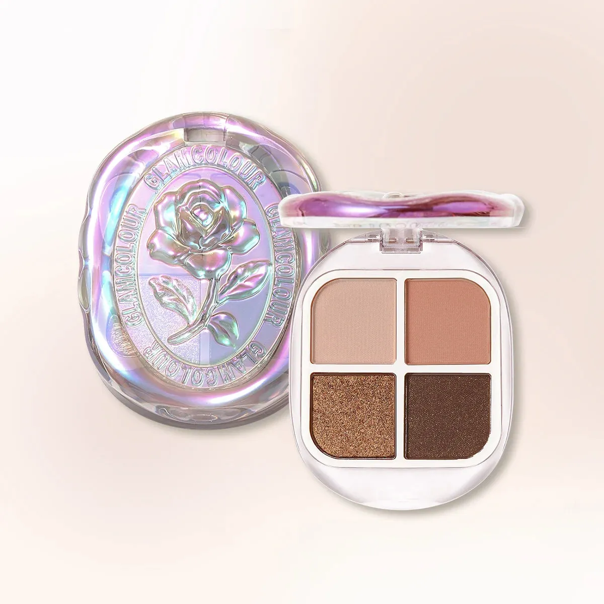 Four-color 3D Eye Shadow Palette Matte Pink Apricot Glitter Pearly Eyeshadow Fashion Shiny Dazzle Charming Eye Makeup Pigment