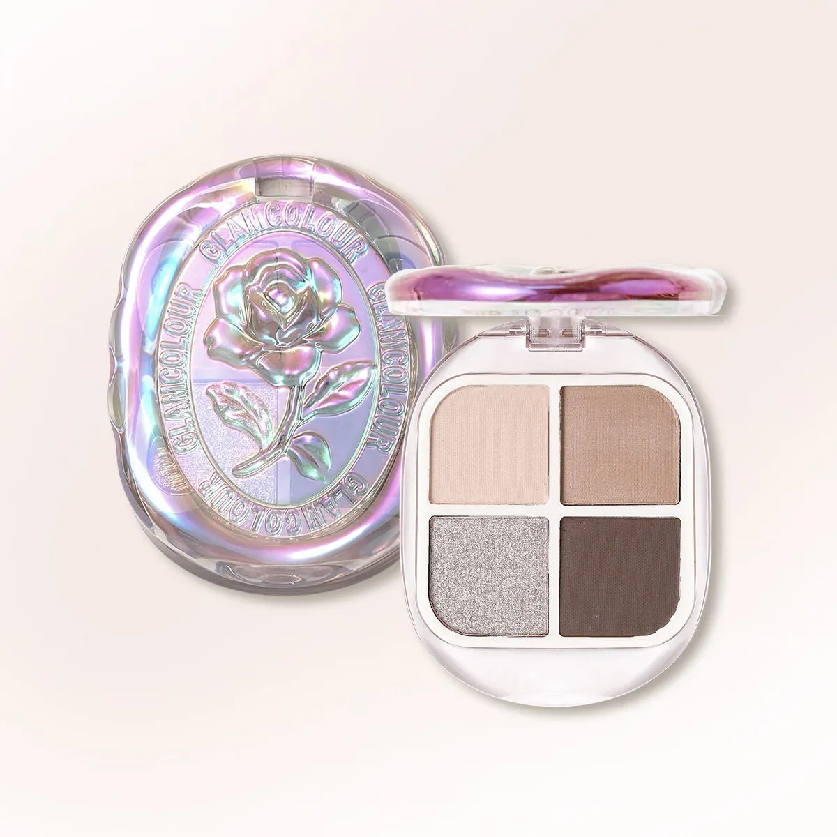 Four-color 3D Eye Shadow Palette Matte Pink Apricot Glitter Pearly Eyeshadow Fashion Shiny Dazzle Charming Eye Makeup Pigment