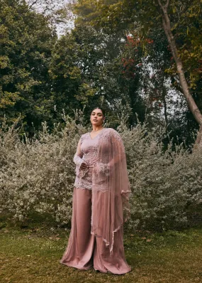 Inaaya Blush Pink Embroidered Sharara Set