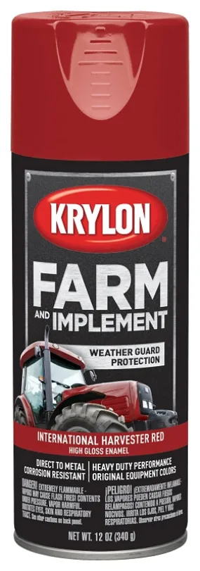 Krylon K01933000 Farm Equipment Spray, High-Gloss, International Harvester Red, 12 oz :CAN: QUANTITY: 6