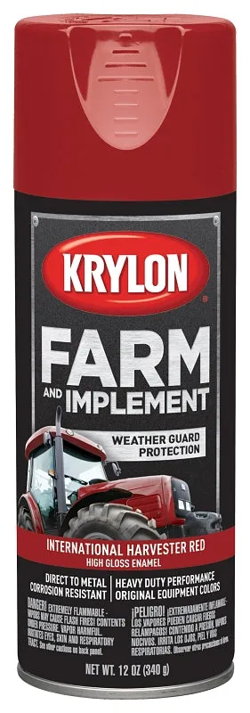 Krylon K01933000 Farm Equipment Spray, High-Gloss, International Harvester Red, 12 oz :CAN: QUANTITY: 6