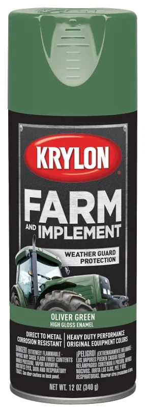 Krylon K01943000 Farm Equipment Spray, High-Gloss, Oliver Green, 12 oz :CAN: QUANTITY: 6