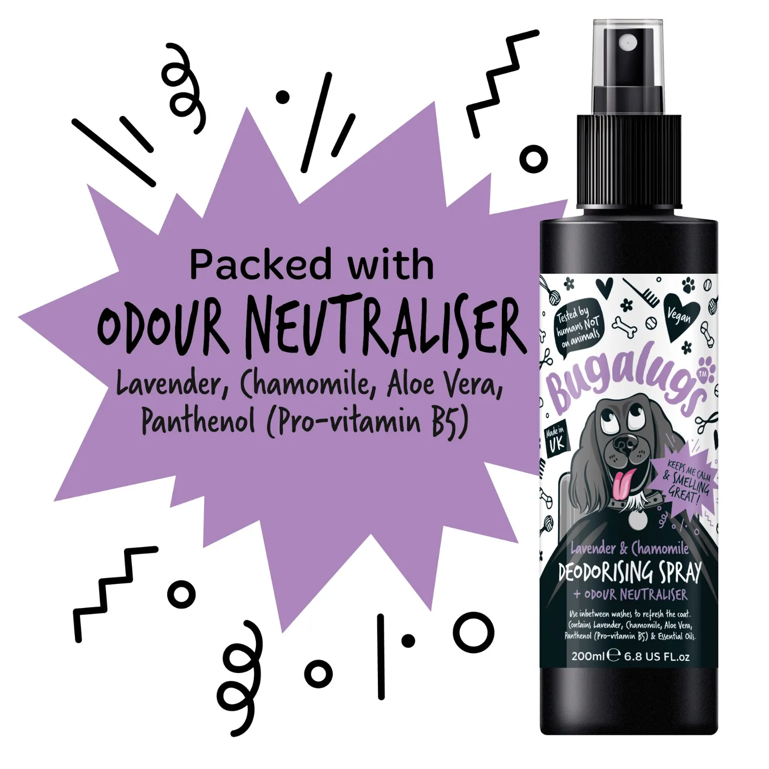 Lavender & Chamomile Dog Deodorising Spray with Odour Neutraliser