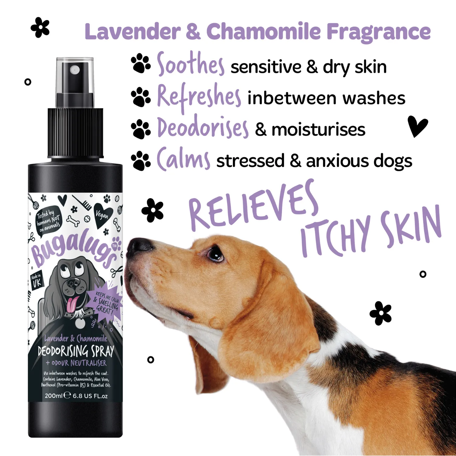 Lavender & Chamomile Dog Deodorising Spray with Odour Neutraliser