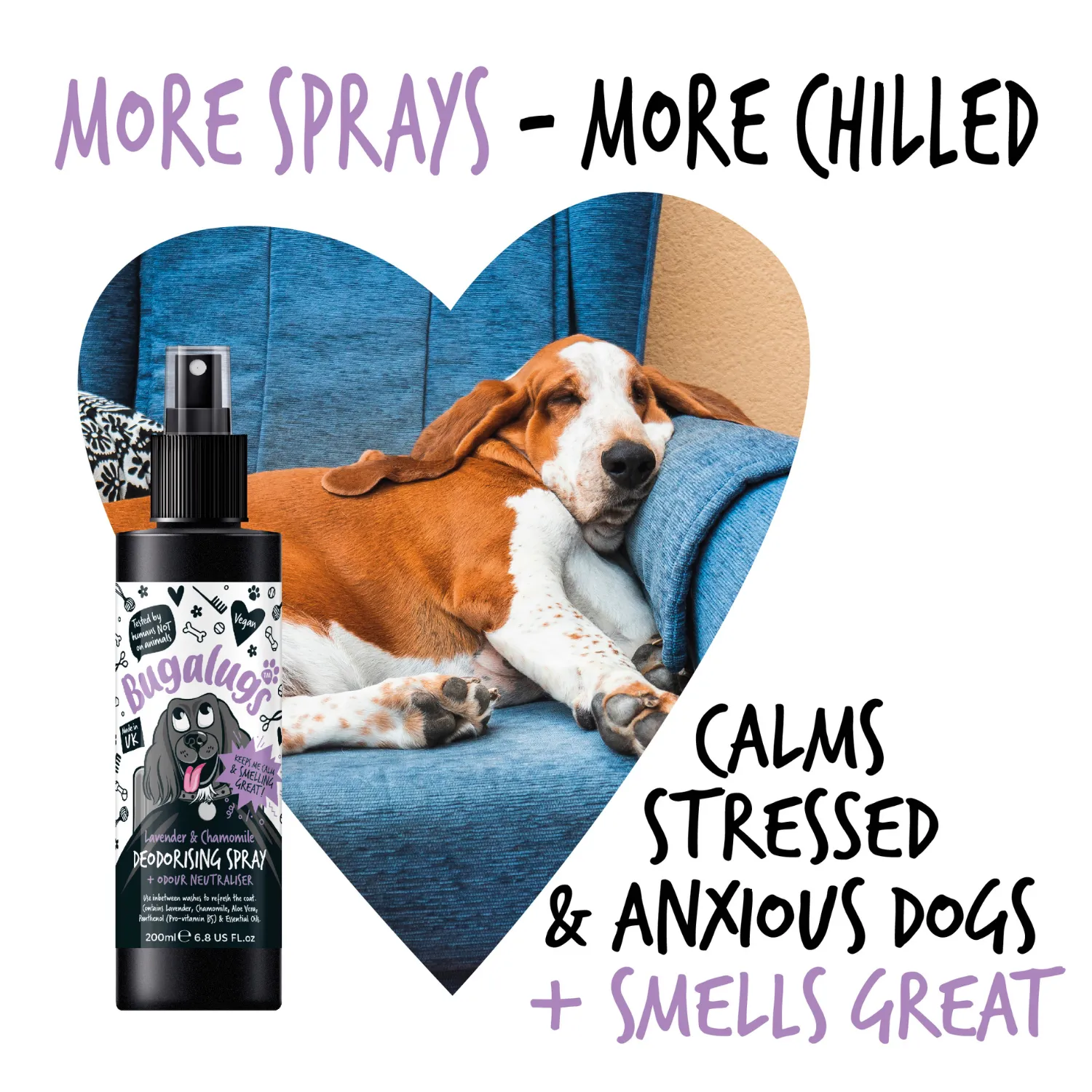 Lavender & Chamomile Dog Deodorising Spray with Odour Neutraliser