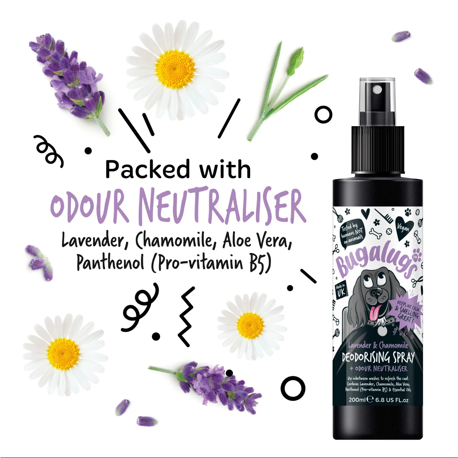 Lavender & Chamomile Dog Deodorising Spray with Odour Neutraliser