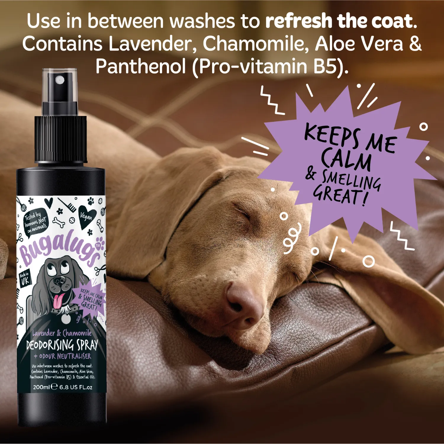 Lavender & Chamomile Dog Deodorising Spray with Odour Neutraliser