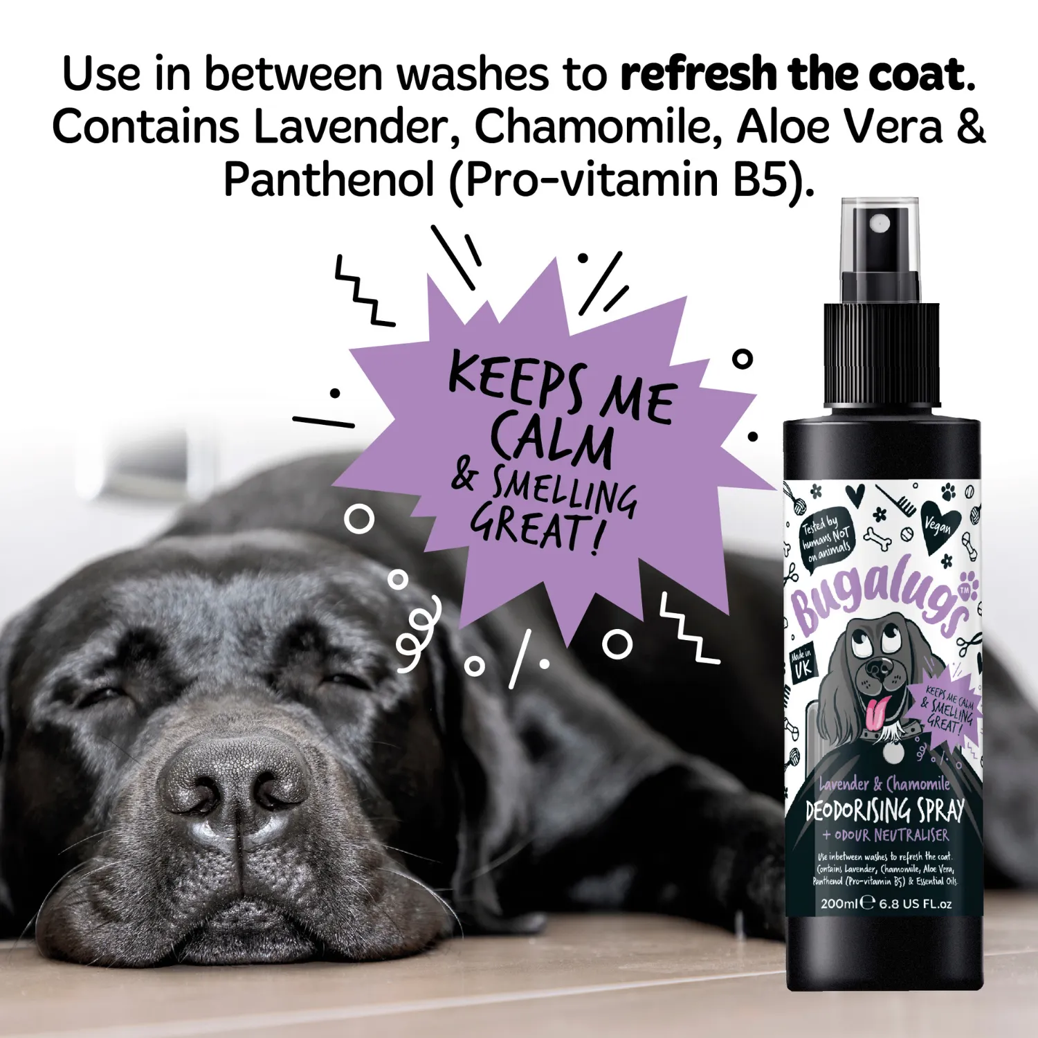 Lavender & Chamomile Dog Deodorising Spray with Odour Neutraliser