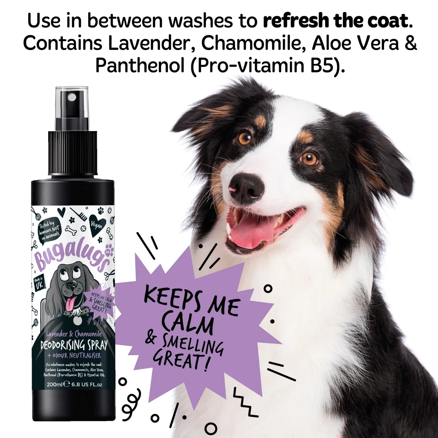 Lavender & Chamomile Dog Deodorising Spray with Odour Neutraliser