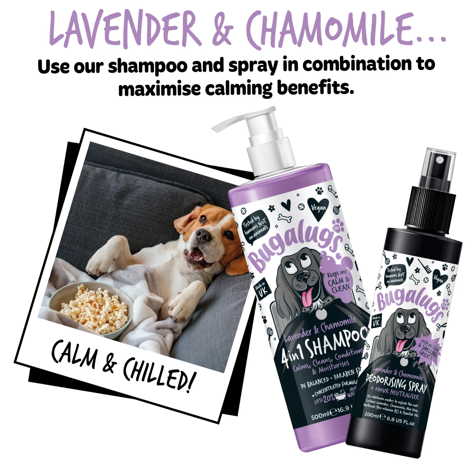 Lavender & Chamomile Dog Deodorising Spray with Odour Neutraliser