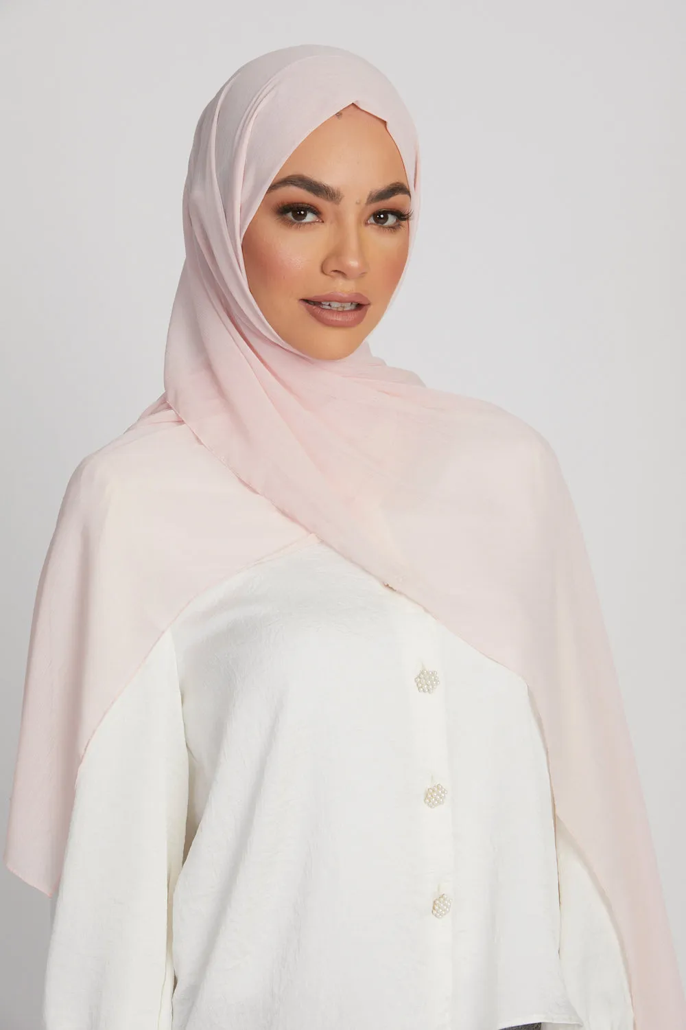 Luxury Crinkle Chiffon Hijab - Soft Blush