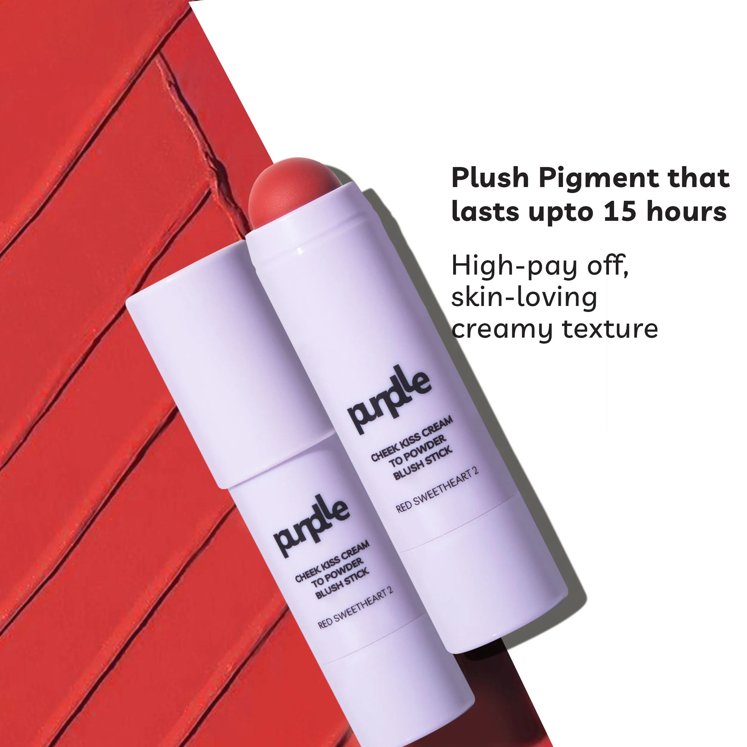 Purplle Cheek Kiss Cream to Powder Blush Stick Red Sweetheart 2