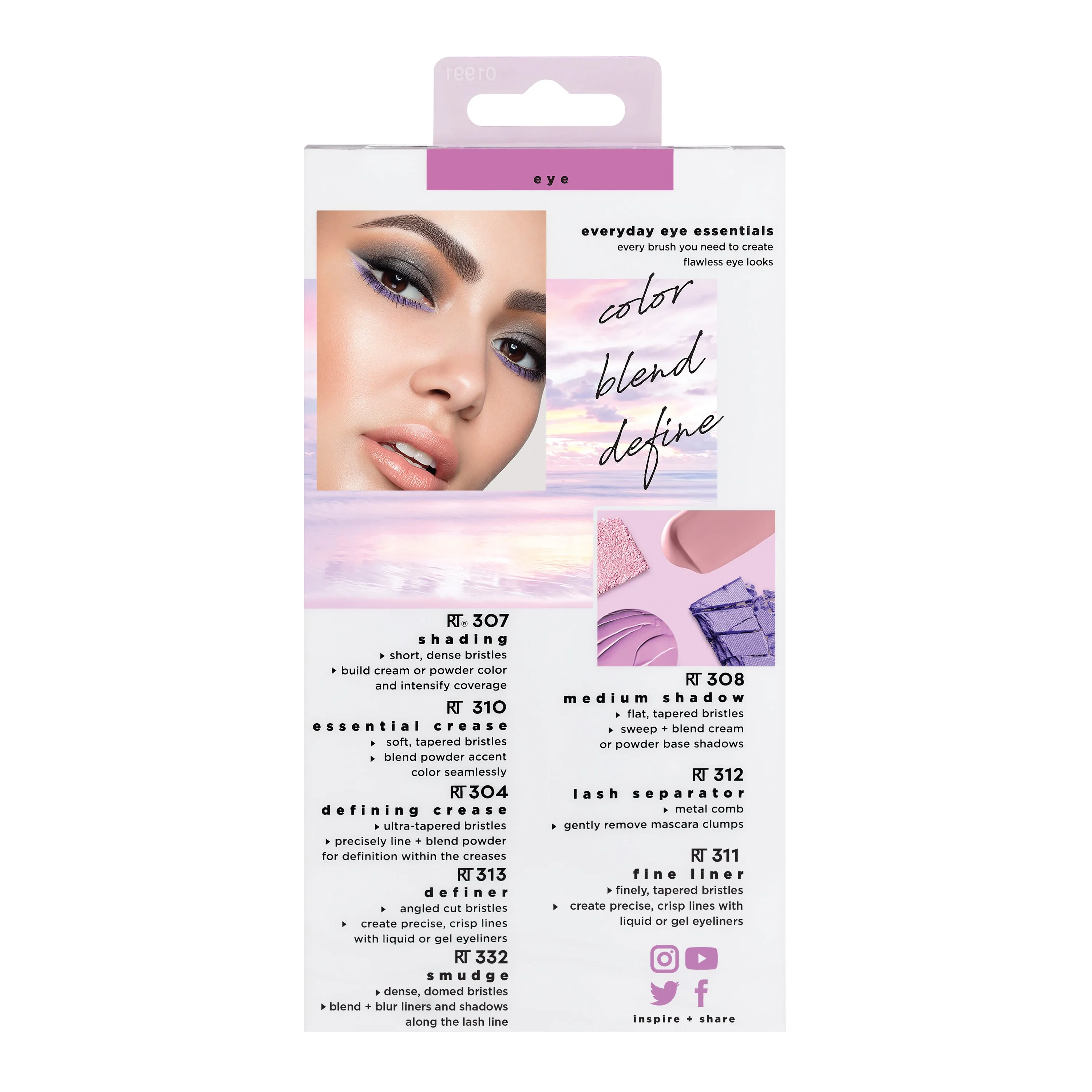 Real Techniques Every Day Eye 8 Piece Essentials For eyeshadow   eyeliner   mascara