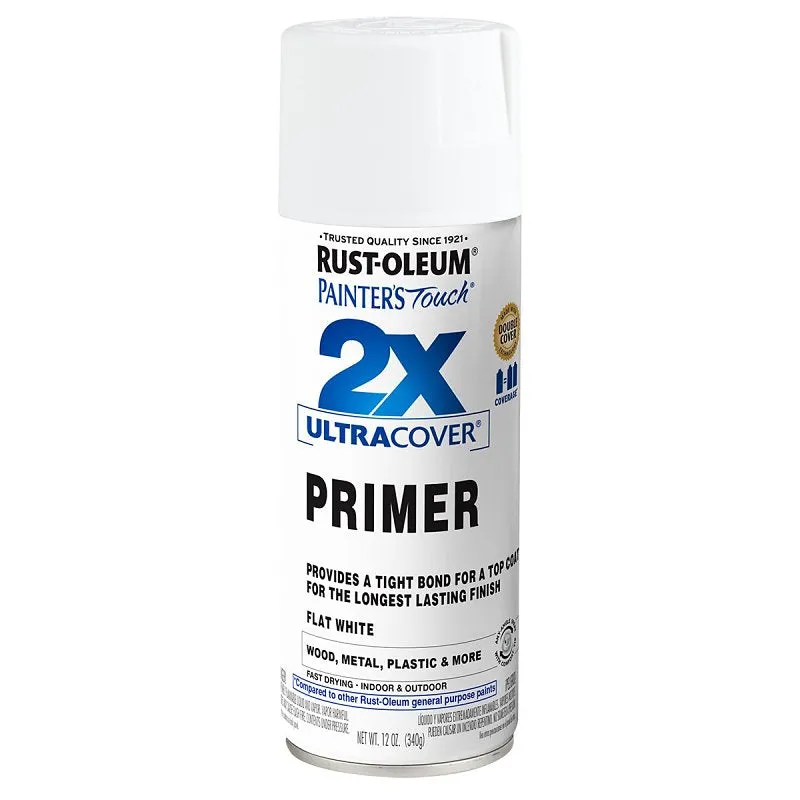 Rust-Oleum Painter's Touch 2X Ultra Cover 334019 General Purpose Primer, White, Flat, 12 oz :CAN: QUANTITY: 1