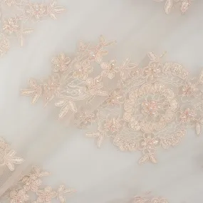Soft Blush Floral Embroidered Tulle