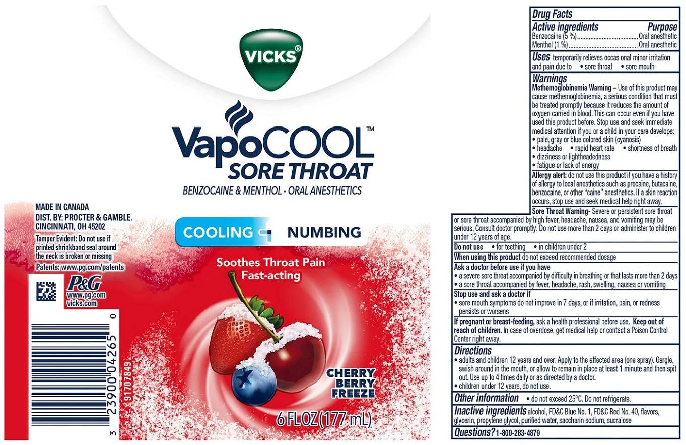 Vicks VapoCOOL Sore Throat Spray, Cherry Berry Freeze 6 oz